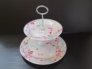 TWO TIER CAKE STAND WITH A SPRING BLOSSOM PATTERN