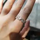 Full Eternity Teardrop Shape Sterling Silver Moissanite Pear Cut Engagement Ring