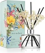 COCODOR Preserved Real Flower Reed Diffuser - April Breeze - 200ml - Reed Diffuser Set, Oil Diffuser & Reed Diffuser Sticks, Room Décor & Office Décor, Home Fragrance, Gift