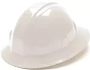 Safety SL Series Full Brim Hard Hat, Ratchet Suspension 4 Point Ratchet White