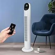 Electric Tower Fan Vertical Soft Sound Tower, Remote Control 90° Wide Angle Oscillation,Portable Wind Air Conditioner Air Cooler, 86 * 22cm,White