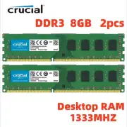 CRUCIAL DDR3 1333MHz 16GB 2x 8GB PC3-10600 240pin 16G Desktop Memory DIMM DIMM-