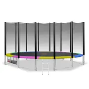 16ft Round Spring Trampoline Free Safety Outer Net pad mat ladder shoe Tidy Rainbow