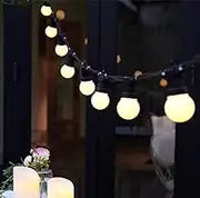LED Outdoor Festoon String Lights, Shatterproof Patio String Lights Waterproof Commercial Backyard Hanging Decorative Lights for Bistro Gazebo Balcony Porch Wedding Party, Warm White (14M 10 Bulbs)
