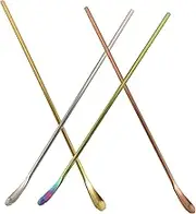 BRIGHTFUFU Set of 4 Large Serving Spoons Thick Handles Stainless Steel Mixing Spoons for Cocktails Beverages