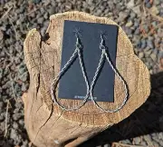 Navajo Sterling Silver Twisted Wired Large Teardrop Dangle Earrings NA Jewelry**