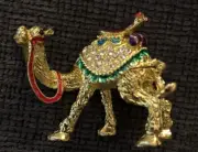 Crystal Camel Figurines Decor ,Golden Enamel Trinket Box Ring Holder