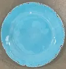 Il Mulino Turquoise Blue Crackle Rustic MELAMINE Dinner Plates Set Of 4