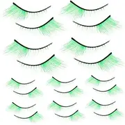 Ipetboom 10 Pairs False Eyelashes Set Exaggerated Wispy Lashes Lash Kit for Patrick's Day Costume Eyelashes for Halloween