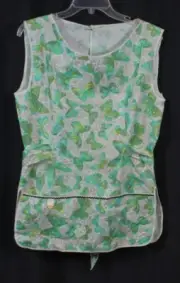Vtg Cottagecore Full Apron Smock Butterflies Lunch Lady Bib Country Unworn NWT M