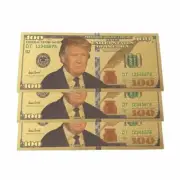 DONALD TRUMP AUTHENTIC 24KT GOLD PLATED COMMEMORATIVE $100 BANK NOTE (3PK)