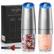 Gravity Electric Pepper and Salt Grinder Mill Set Automatic Shakers Grinder w...