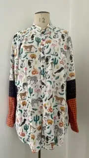 Unisex Upcycled Shirt. Quirky Combo Size 12. Slow Fashion. Made In AUS. Original