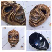 Horror mask Samurai Face Oni Demon Satan Halloween Mask Wooden Mask Cosplay Rare