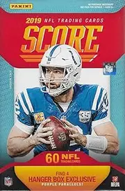 2019 Score Football Factory Sealed Hanger Box with 60 Cards including 4 Exclusive Purple Parallels and 12 Rookie Cards in each Box and Chance For Autographs of Kyler Murray and Dwayne Haskins Plus