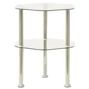 2-Tier Side Table Transparent 38x38x50 cm Tempered Glass