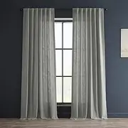 HPD Half Price Drapes Premium Heavy Faux Linen Curtains for Living Room (1 Panel), 50W x 120L Light Filtering Curtains 120 Inches Long Window Curtains for Bedroom, Ash Grey