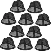 TOGEVAL 10pcs Black Mesh Hair Net Caps Comfortable Elastic Hair Cover for Sleeping for Women and Men for Wigs and Cosplay Easy to Use and Secure Fit