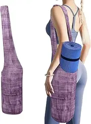JKLQWH Vintage Purple Linen Printed Yoga Mat Bag Long Tote with Pockets for Your Yoga Accessories Exercise Yoga Mat Carrier Holder Multi-Functional Storage Bag Holds Most Pilates Mats