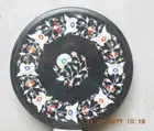 12" Stone Side Table Top Antique mop Design Inlay round marble Coffee Table