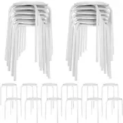 12 Pcs Classroom Stackable Stool with Padded Seat Round Bar Stools, 18" (White)