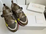 NWB Chloe Women Sonnie Khaki Western Low Top Sneakers Size 36w Made In Italy