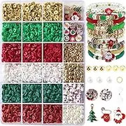 Christmas Clay Beads Bracelet Making Kit, 3000＋Heishi Beads, Flat Clay Beads With Charms Gold Spacer Beads Letter Beads for Jewelry Making, Friendship Bracelet Beads Kit for Christmas Jewelry Making