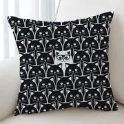 Black and White Funny Cats Print Cushion Cover