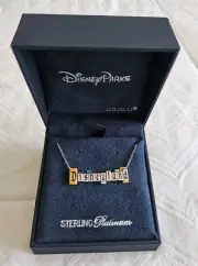 Disneyland Parks CRISLU Disneyland Marquee Necklace NWT Silver