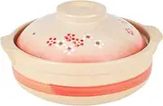 Hinomaru Collection Japanese Donabe Clay Hot Pot, Plum Blossom Design, Ceramic Earthenware Casserole, Shabu shabu Hot Pot Sukiyaki (Plum Blossoms, 74 fl oz (10"Dia))