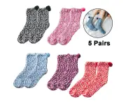 5 Pairs Fuzzy Socks , Wool Socks Christmas Gifts for Women, Cozy and Warm One Size - Combination 1
