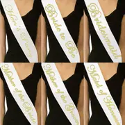 Mother Of The Bride White With Gold Satin Bride Sash Bachelorette Sashes Bridal Shower Hen Night Wedding PARTY 10col