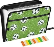 Paper Organizer Folder 13 Pockets A4 Letter Size with Zipper Closure for Business Green Field Football para guardar