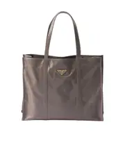 Prada Logo Plaque Drawstring Tote Bag One size blue-gray