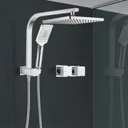 ACA 10" Square Shower Head With Cubic Taps Set 3-Mode Handheld WELS Chrome