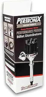 Pertronix D1060 Flame-Thrower Stock Look HEI Distributor Chevy SB/BB with adjustable vacuum advance canister high dielectric strength black cap and rotor with brass terminals