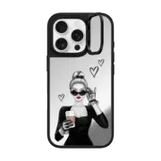 iPhone 16 Pro Mirror Ring Stand Case MagSafe Compatible Elegant lady