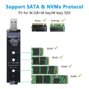 NVMe to USB Adapter, M.2 SSD to USB 3.1 Type A Card, Based Key M.2 Hard