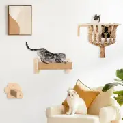 Cat Wall Shelves, Cat Wall Hammock with Scratching Post and Cat Step, Cat Wal...