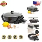 Nonstick Electric Frying Pan: Round Design with Steam Vent Lid & Adjustable Heat