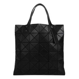 【ISSEY MIYAKE 三宅一生】經典透光幾何方格皮質6x6手提包(霧面黑)