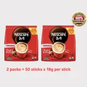 2 packs NESCAFE 3 in 1 Blend & Brew Original Instant Coffee 50 sticks