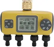Sprinkler Timer, 4 Outlets 3/4in Brass Inlet Programmable Water Timer with Rain Delay, Outdoor Soaker Hose Timer Automatic Irrigation Controller System for Garden Hose, Yard