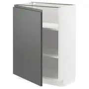 METOD base cabinet with shelves, white/Voxtorp dark grey, 60x37x80 cm