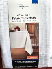NEW NWT Mainstays Fabric Tablecloth White 60X84