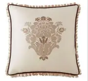 Waterford Throw Pillow Luxury Rosette Astor Pillow Natural Embroidered 14" Sq