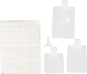 DRESSOOS 1 Set Travel Containers Reusable Squeeze Pouch for Shampoos and Lotions Travel Bags with Funnel Labels Portable Toiletry Dispenser