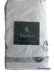 Ralph Lauren NEW Porcelain Blue Medallion Standard Pillowcases Pair Made in USA