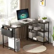 L-Shaped Computer Desk, 120 cm Writing Study Laptop Desk with Storage Shelves...