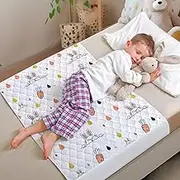 By Kii Mattress Waterproof Protector Pad With Wings, Tuck in, Reusable, Kids, Children's & Toodlers Bed Wetting Protector (Single Beds & Cot Beds) (Bunny Design)